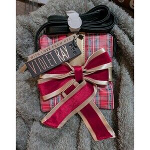 Violet Ray NYC Crossbody Bag Red Plaid Christmas Bow Purse VWP1199 NWT